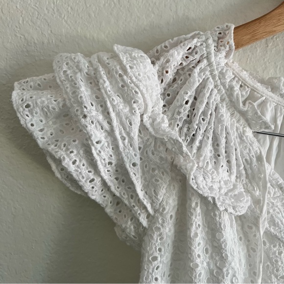 Shop Buddy Love Carla Ruffle White Eyelet Top Sz M - Picture 6 of 10